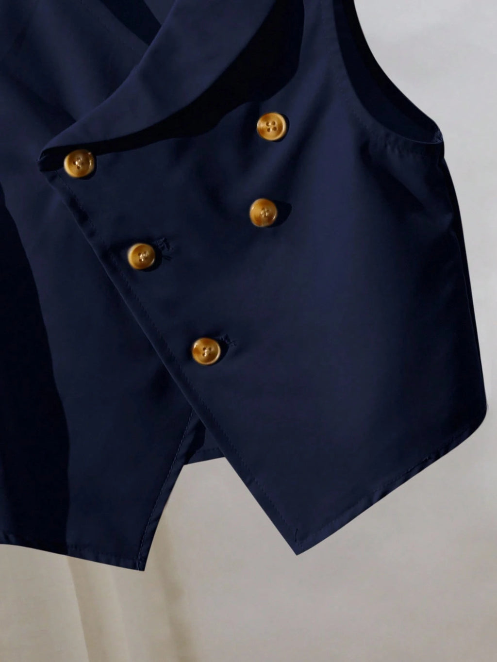 Baby Boy 2-Piece Navy Blue & Grey Gentleman Suit Set with Vest and Elastic Pants