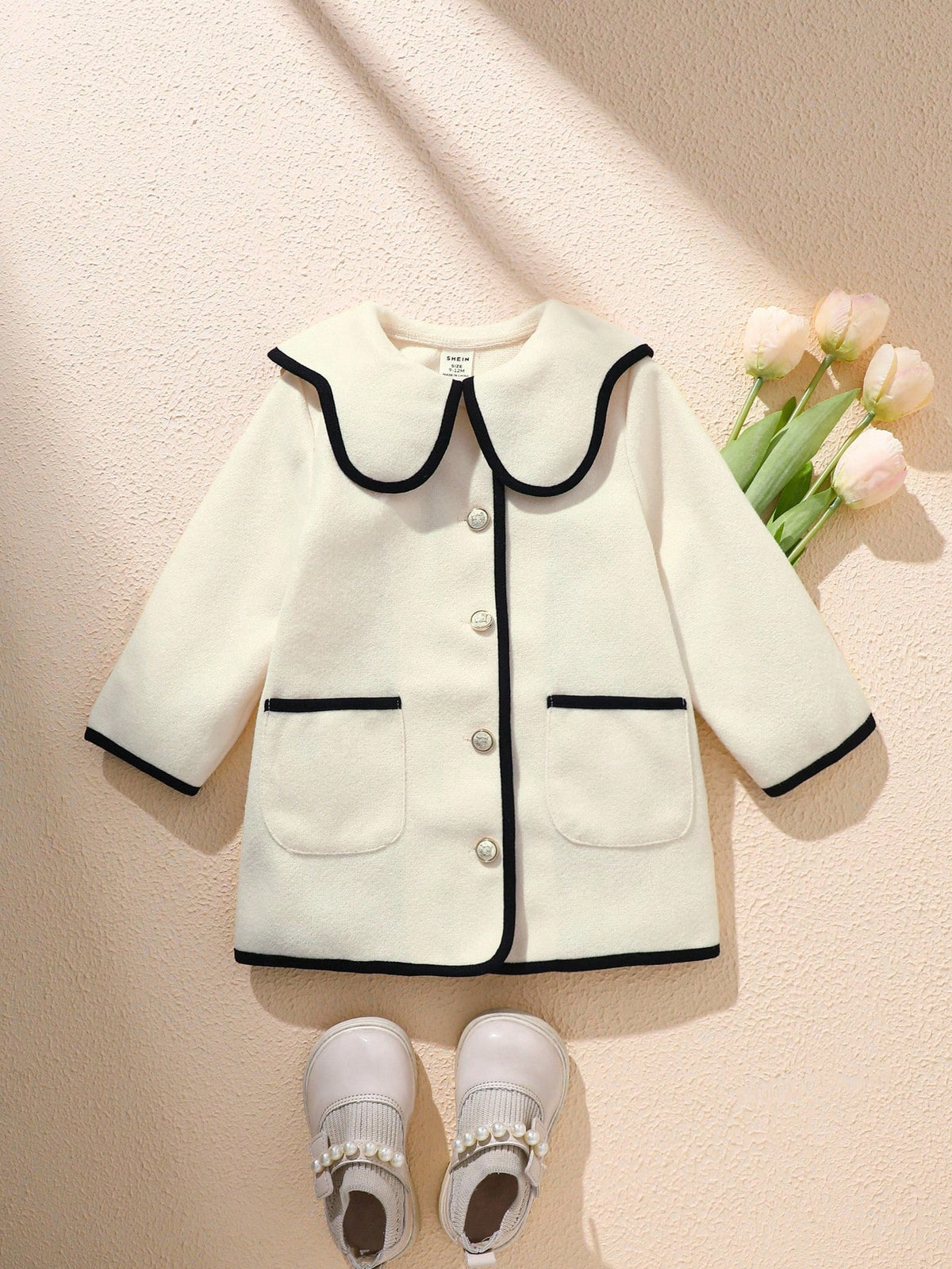 Baby Girl Contrast Color Coat Jacket - Multicolor