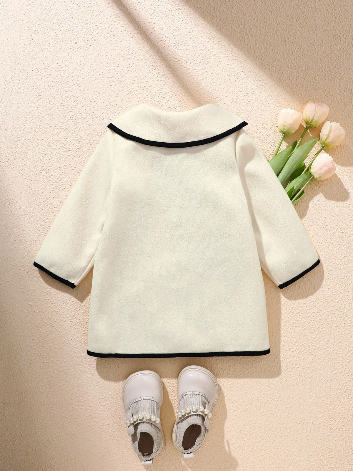 Baby Girl Contrast Color Coat Jacket - Multicolor