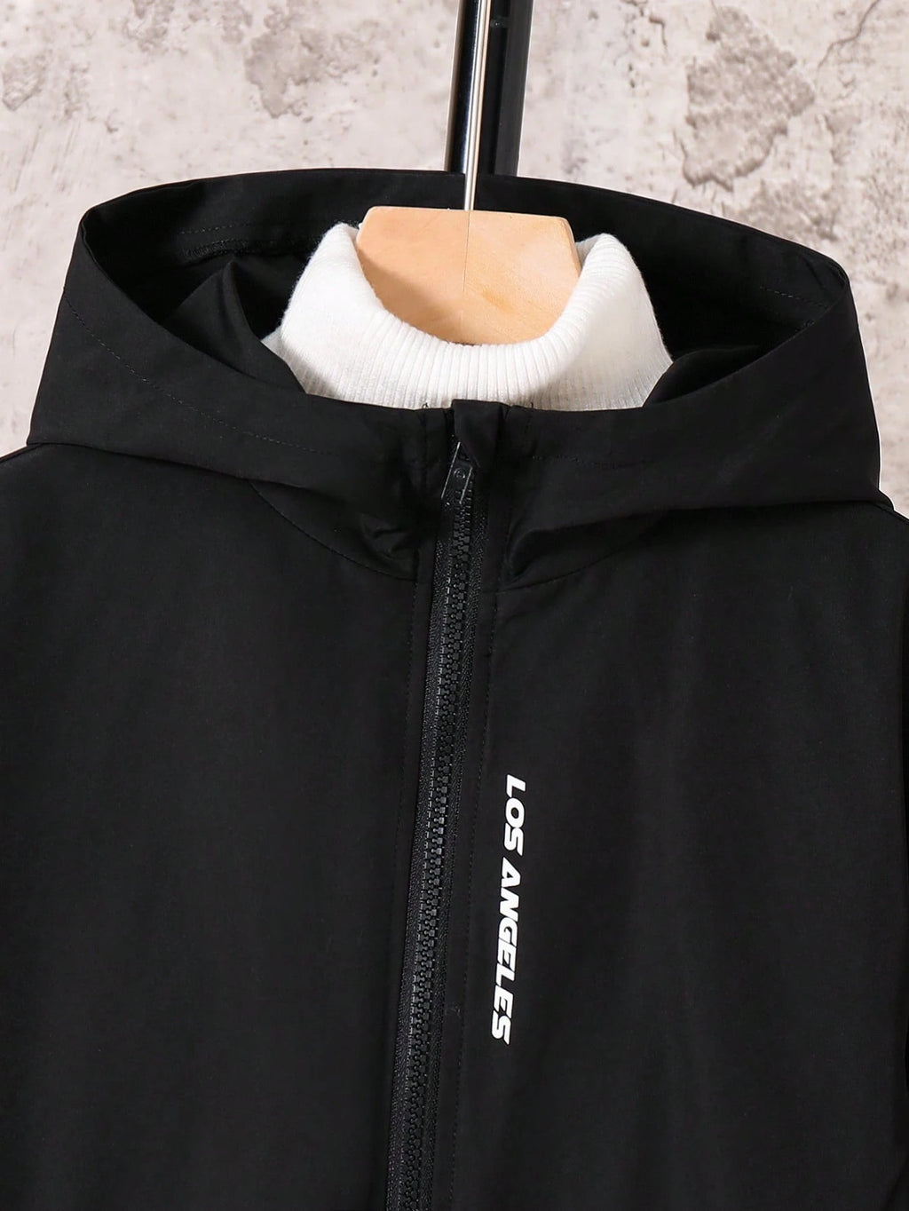 Veste Garçon Capuche Noire Imprimé Lettre