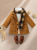 Baby Boy British Preppy Plaid Scarf Coat 2 Piece Set