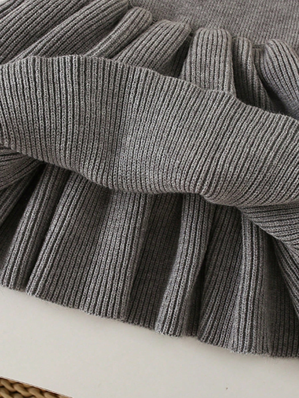 Girl Bow Decor Thickened Sweater Cake Skirt 2 Piece Set
