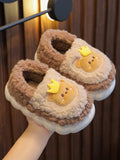 Pantoufles chaudes en peluche à motif dessin animé pour garçon - Kaki (1 paire)