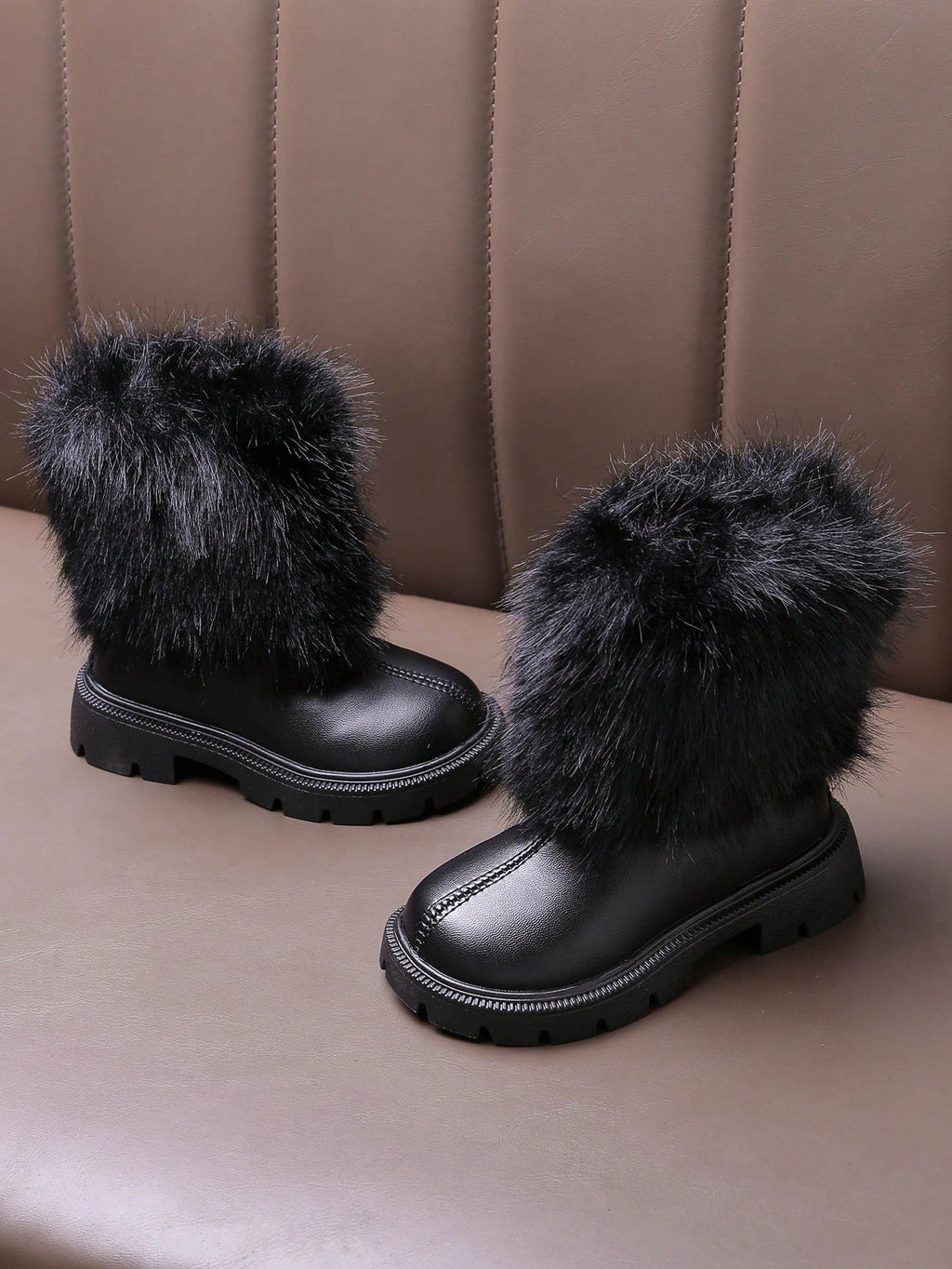 Minimalist Zip Fur Ankle Boots 1 Pair