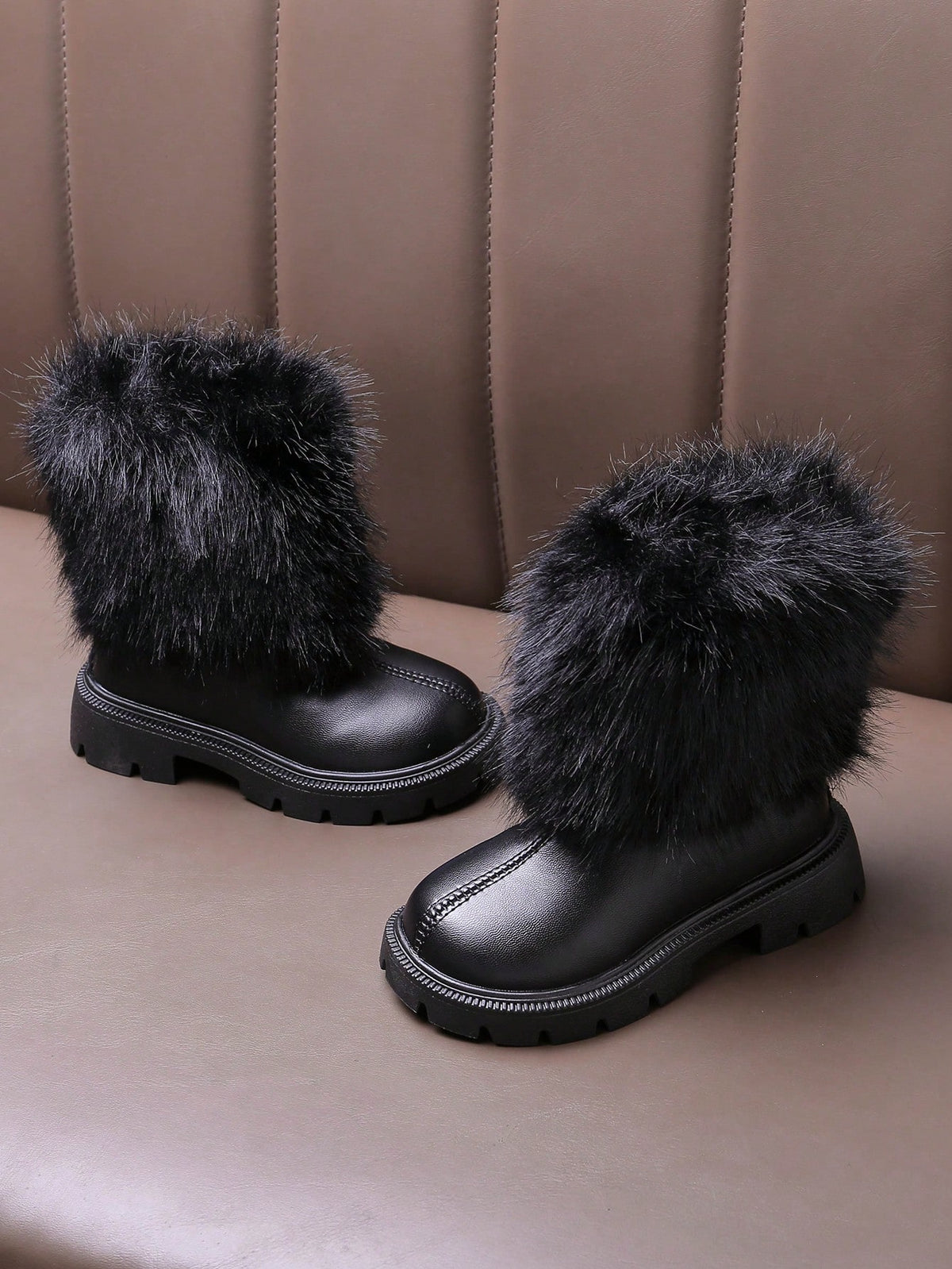 Minimalist Zip Fur Ankle Boots 1 Pair
