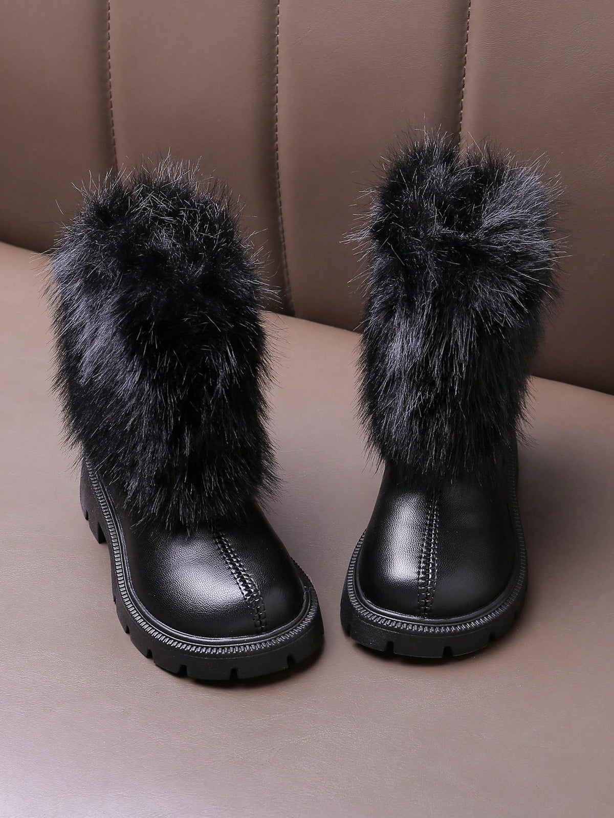 Minimalist Zip Fur Ankle Boots 1 Pair