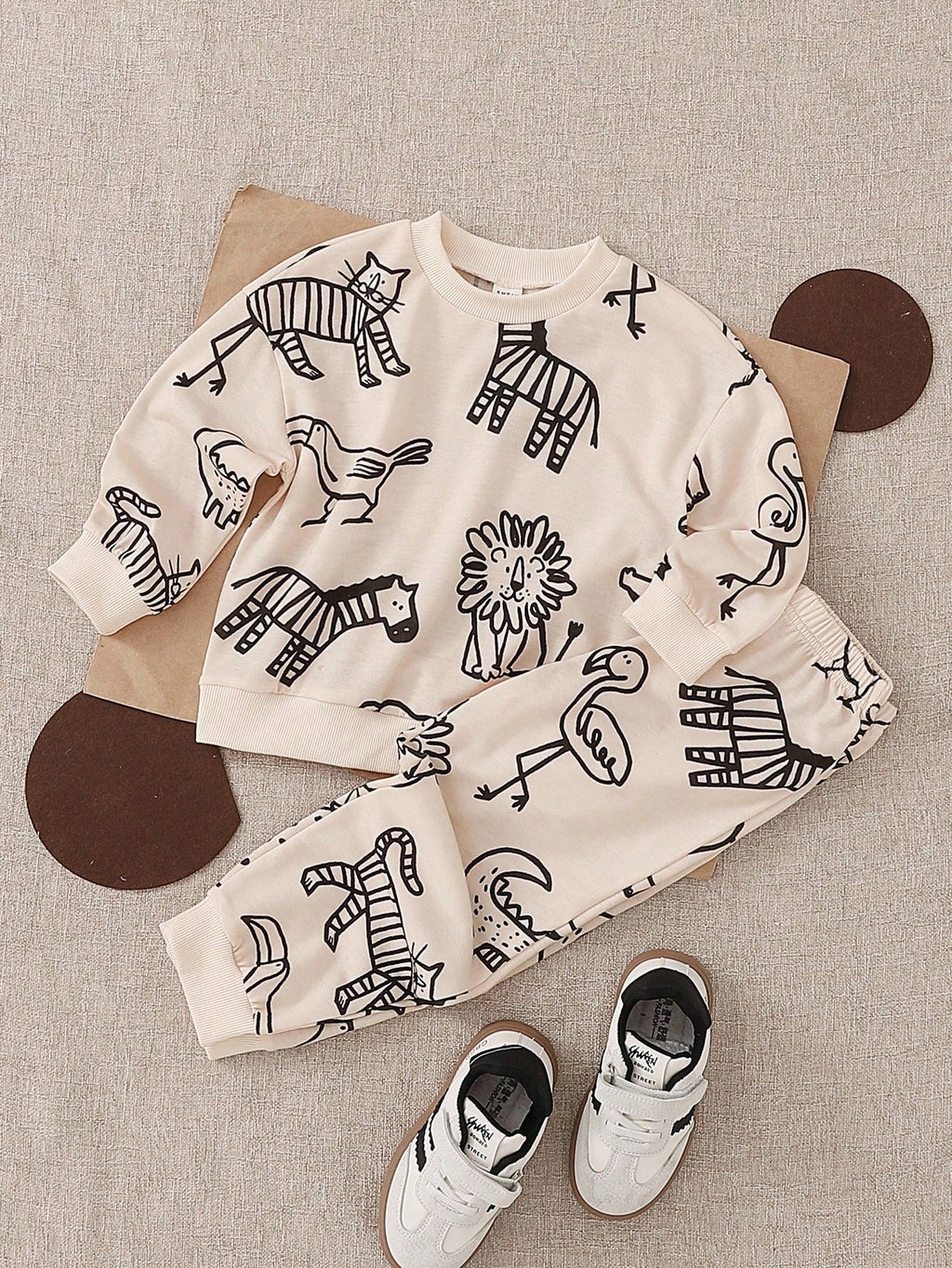 Bambinoo x Playful Pals Boys' Animal Print Sweatshirt & Pants Set