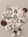 Bambinoo x Playful Pals Boys' Animal Print Sweatshirt & Pants Set