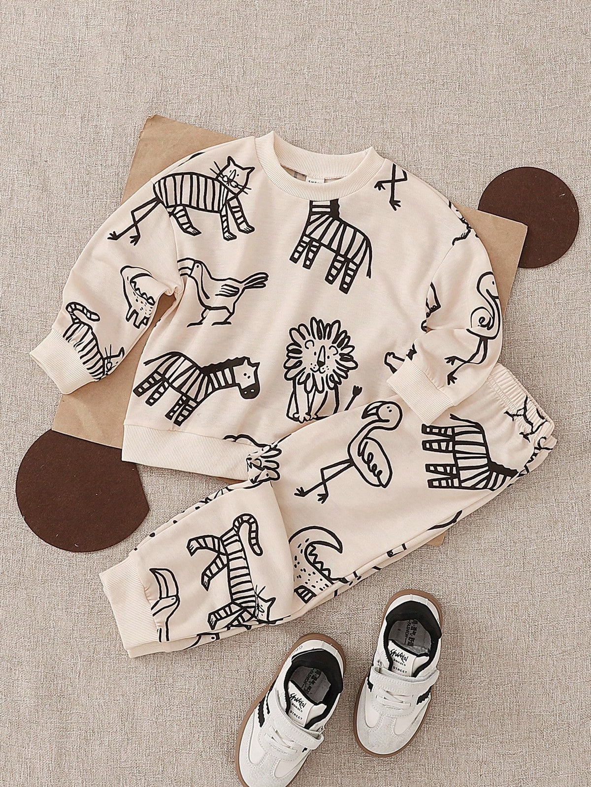 Bambinoo x Playful Pals Boys' Animal Print Sweatshirt & Pants Set