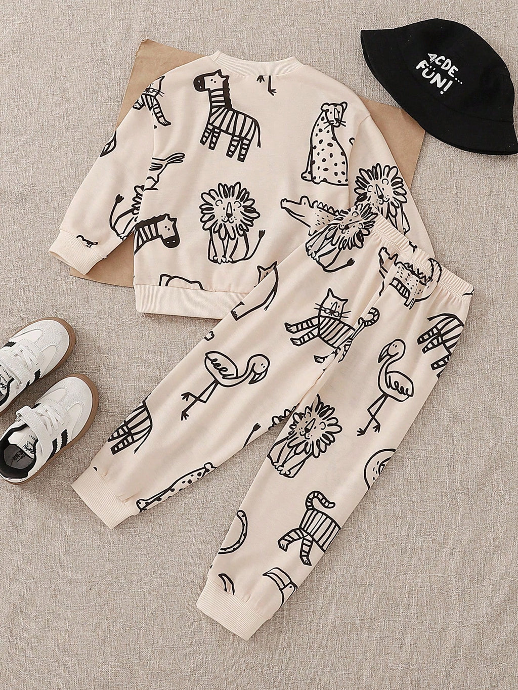 Bambinoo x Playful Pals Boys' Animal Print Sweatshirt & Pants Set