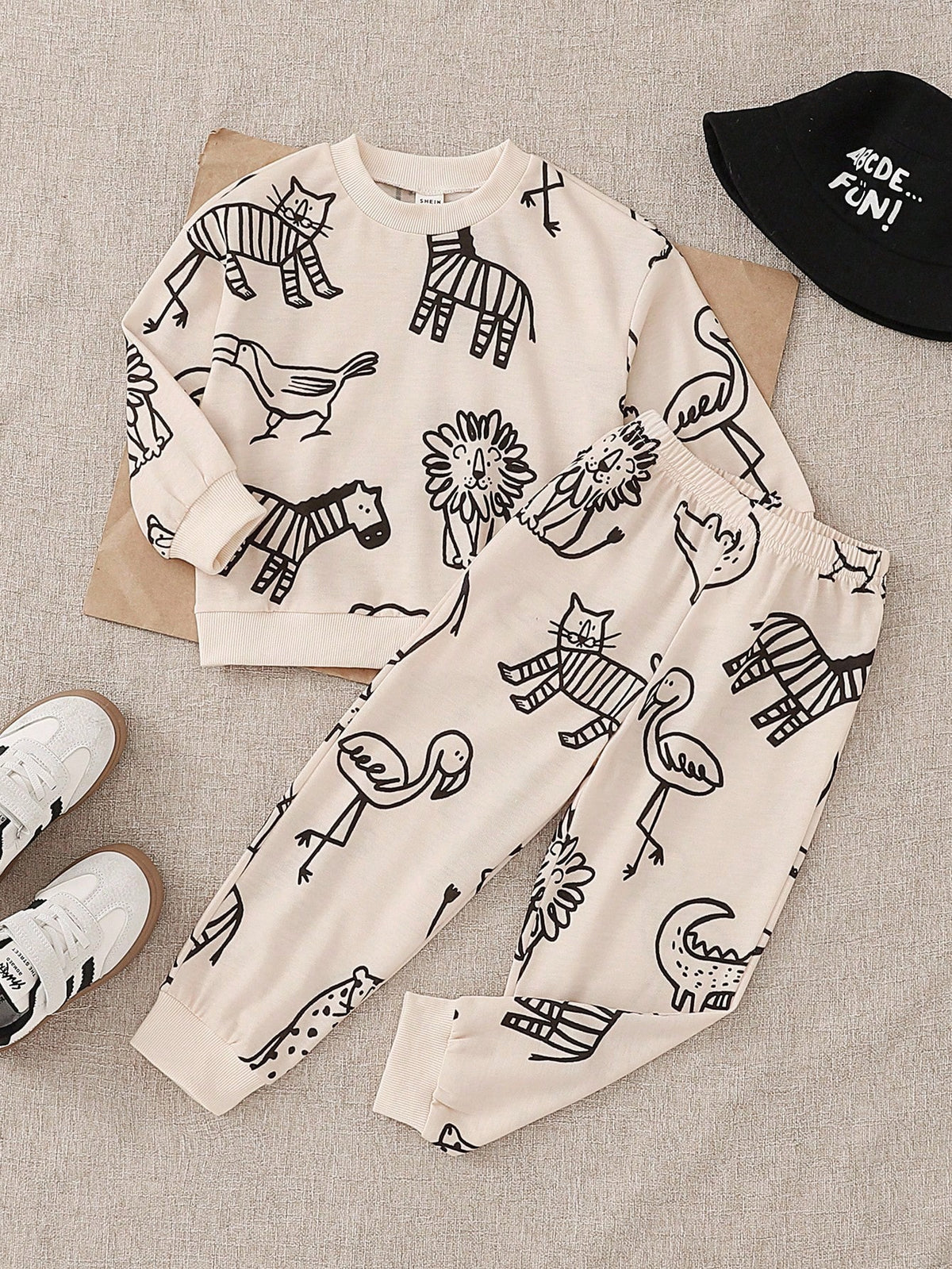 Bambinoo x Playful Pals Boys' Animal Print Sweatshirt & Pants Set