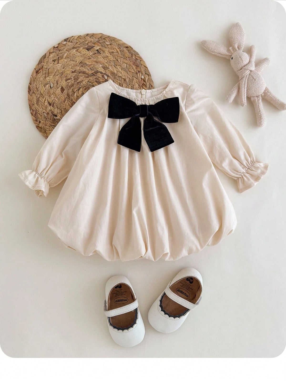 Newborn Baby Girl Bow Loose Long Sleeve Dress