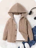Cardigan Garçon Capuche Oversize Kaki