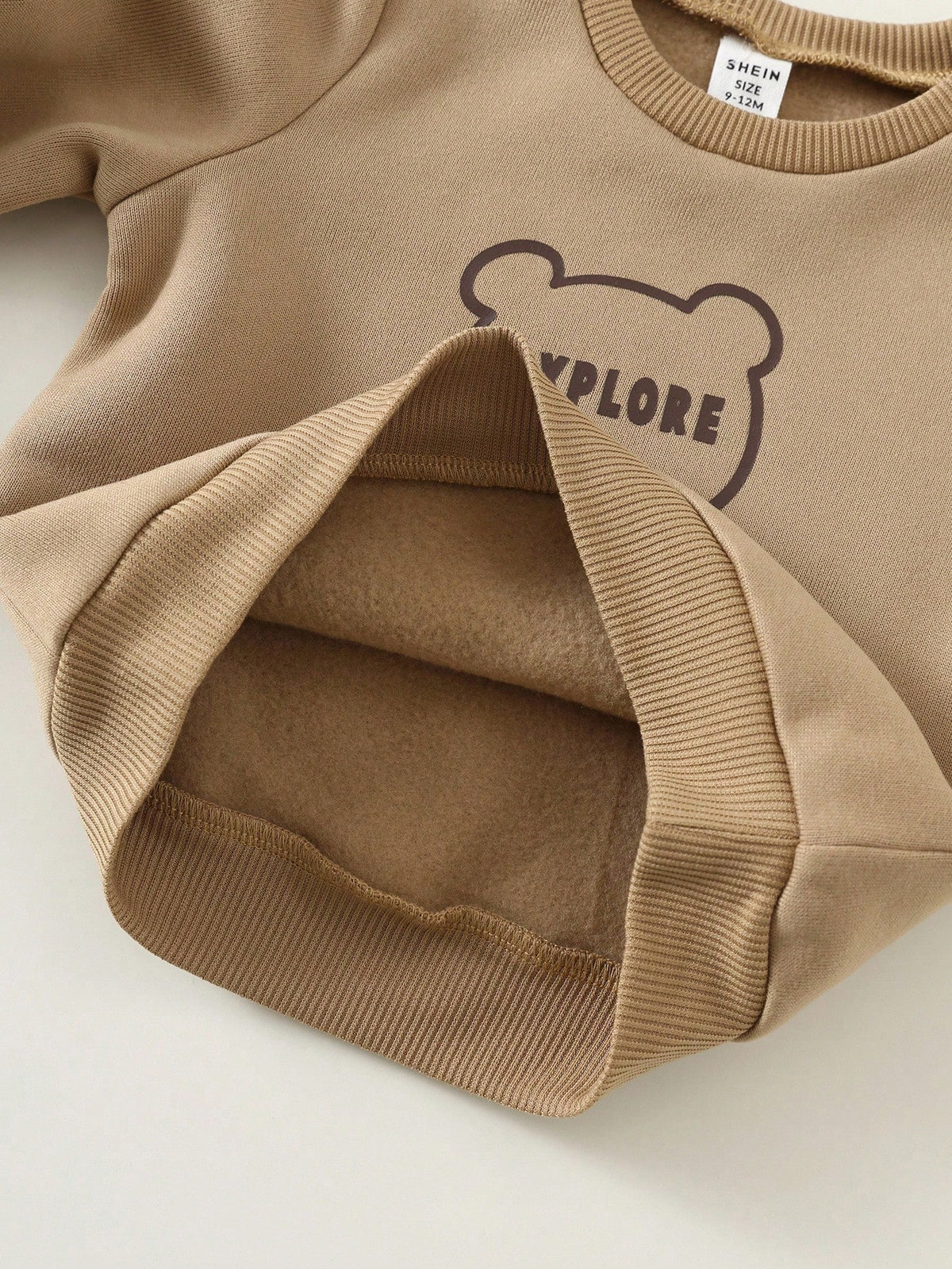 Unisex Baby Khaki Bear Hooded Vest Sweatshirt Set Multicolor