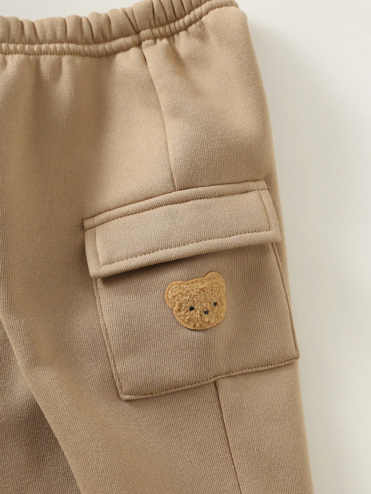 Unisex Baby Khaki Bear Hooded Vest Sweatshirt Set Multicolor