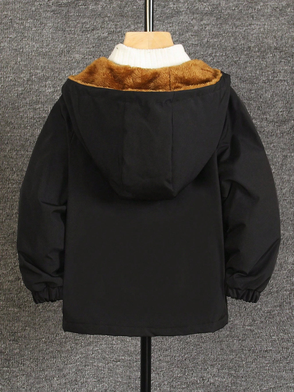 Boys' Black Hooded Fleece Jacket
