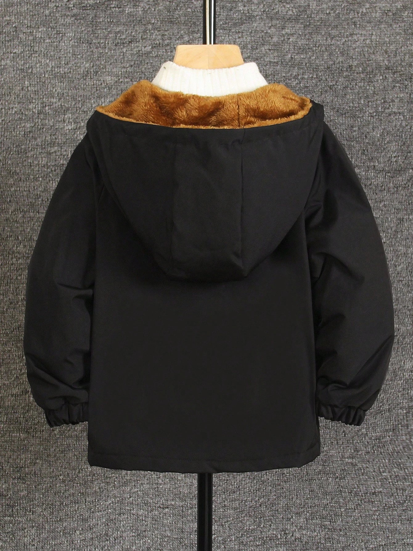 Boys' Black Hooded Fleece Jacket