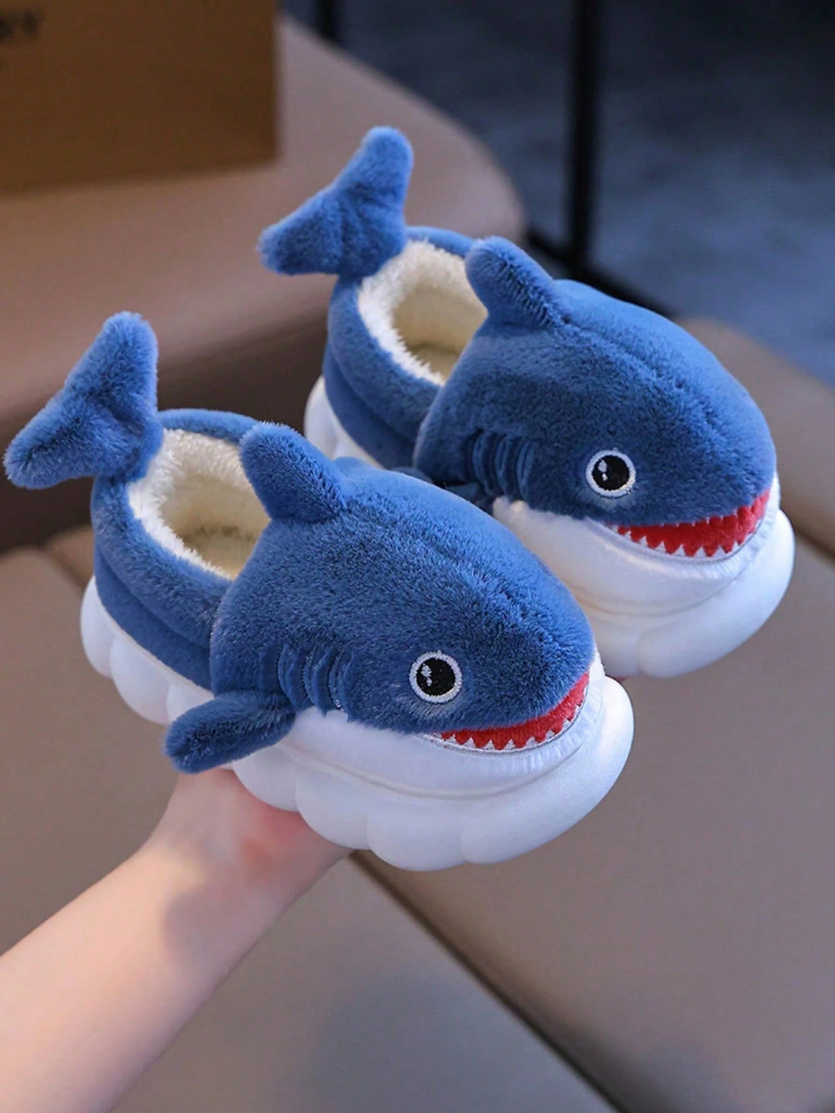 Bambinoo x Playful Pals Kids' Shark Plush Indoor Slippers
