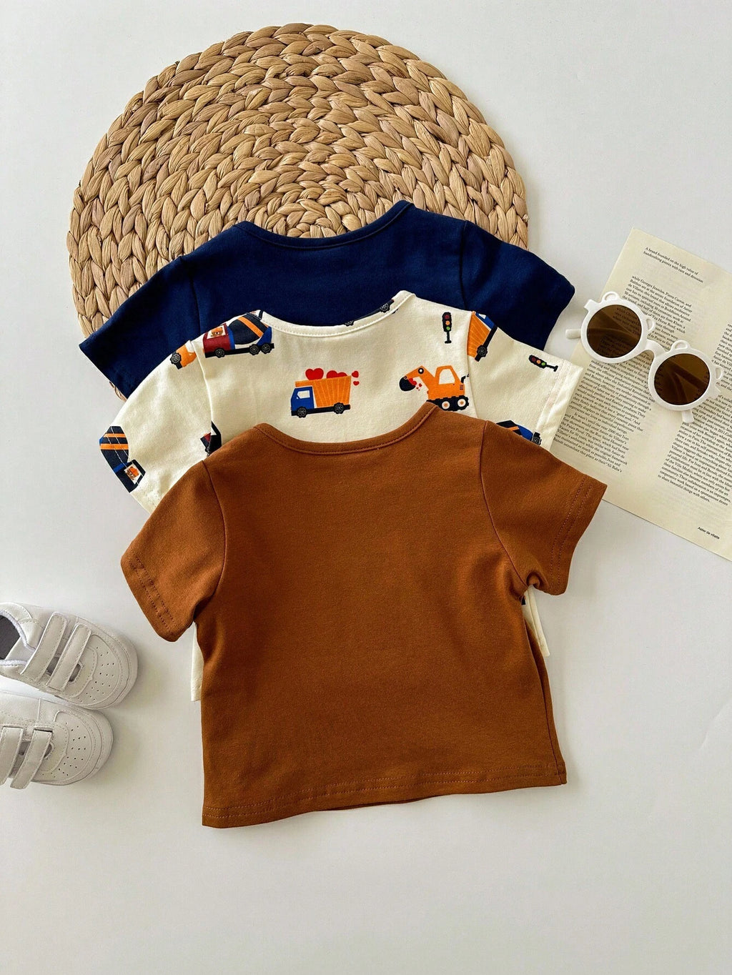 Multicolor Cartoon Animal Print Soft Crew Neck T-Shirts 3 Pieces Set