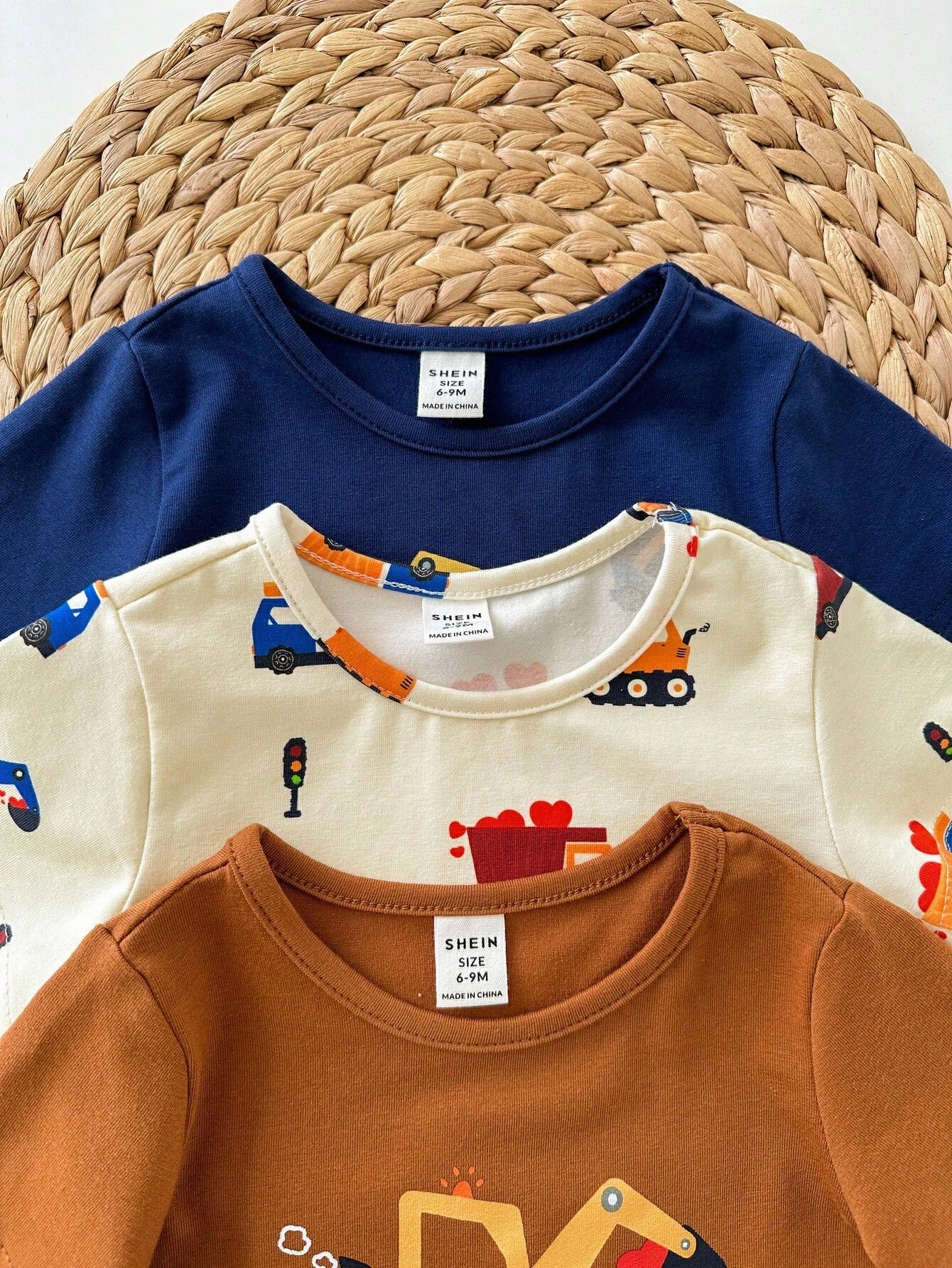 Multicolor Cartoon Animal Print Soft Crew Neck T-Shirts 3 Pieces Set