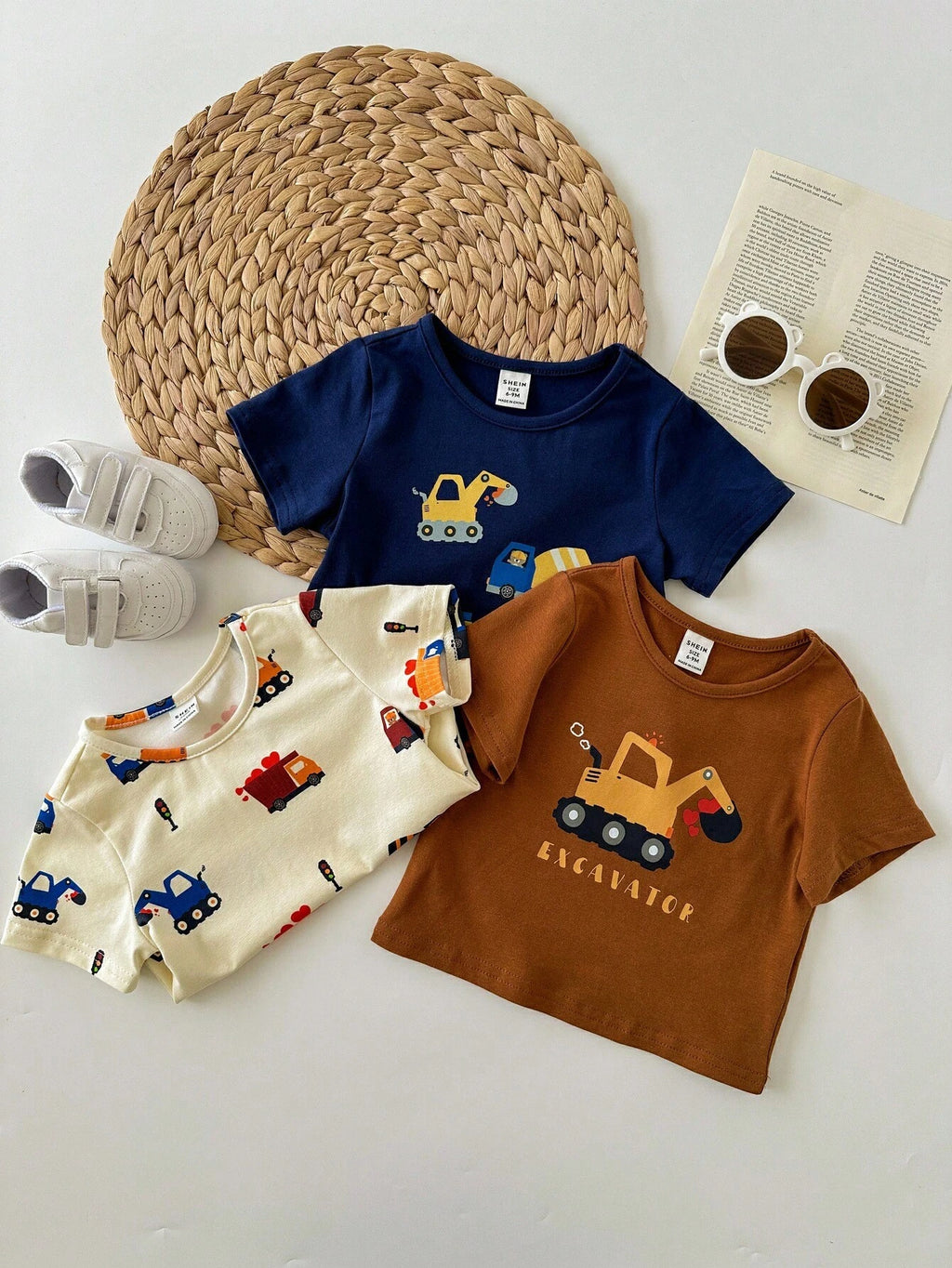 Multicolor Cartoon Animal Print Soft Crew Neck T-Shirts 3 Pieces Set