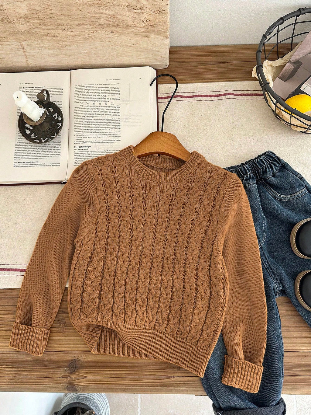Boys' Brown Preppy College Sweater