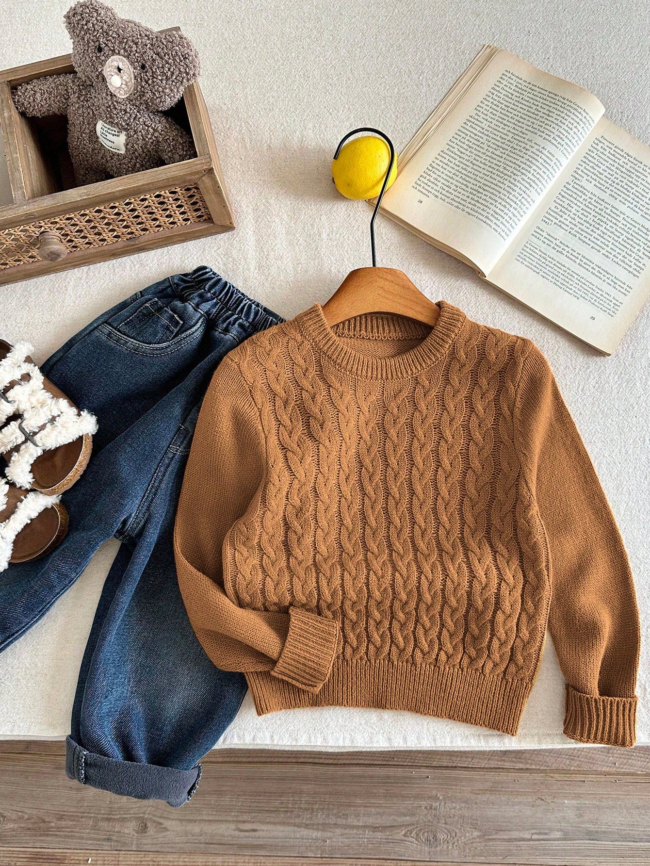 Boys' Brown Preppy College Sweater