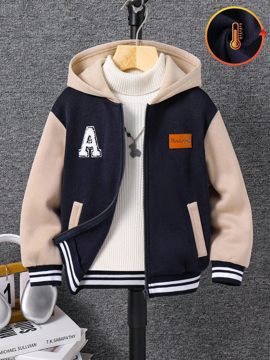 Boys' Patchwork Color Block Hooded Jacket
