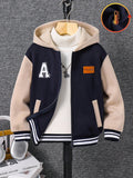 Boys' Patchwork Color Block Hooded Jacket