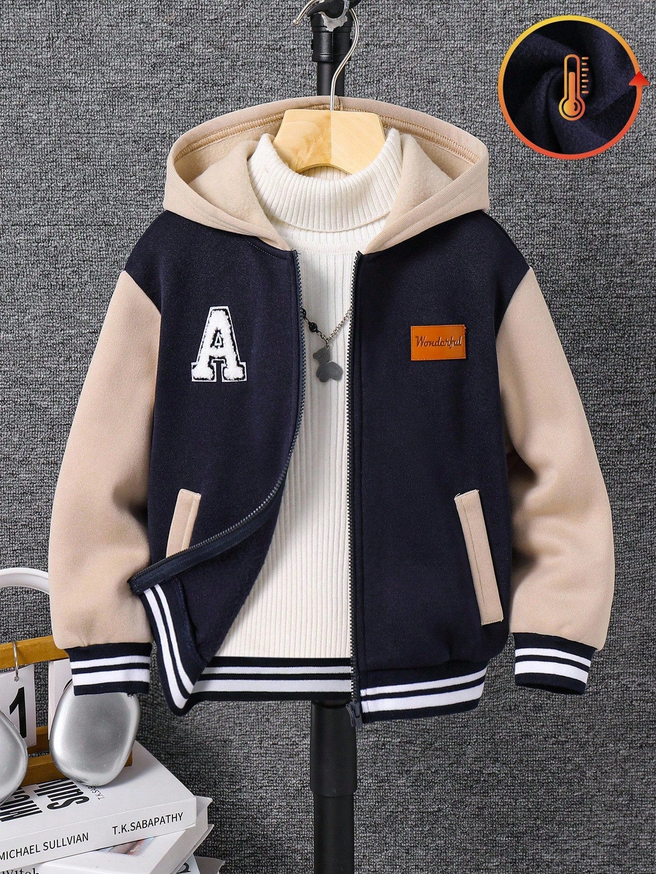 Boys' Patchwork Color Block Hooded Jacket