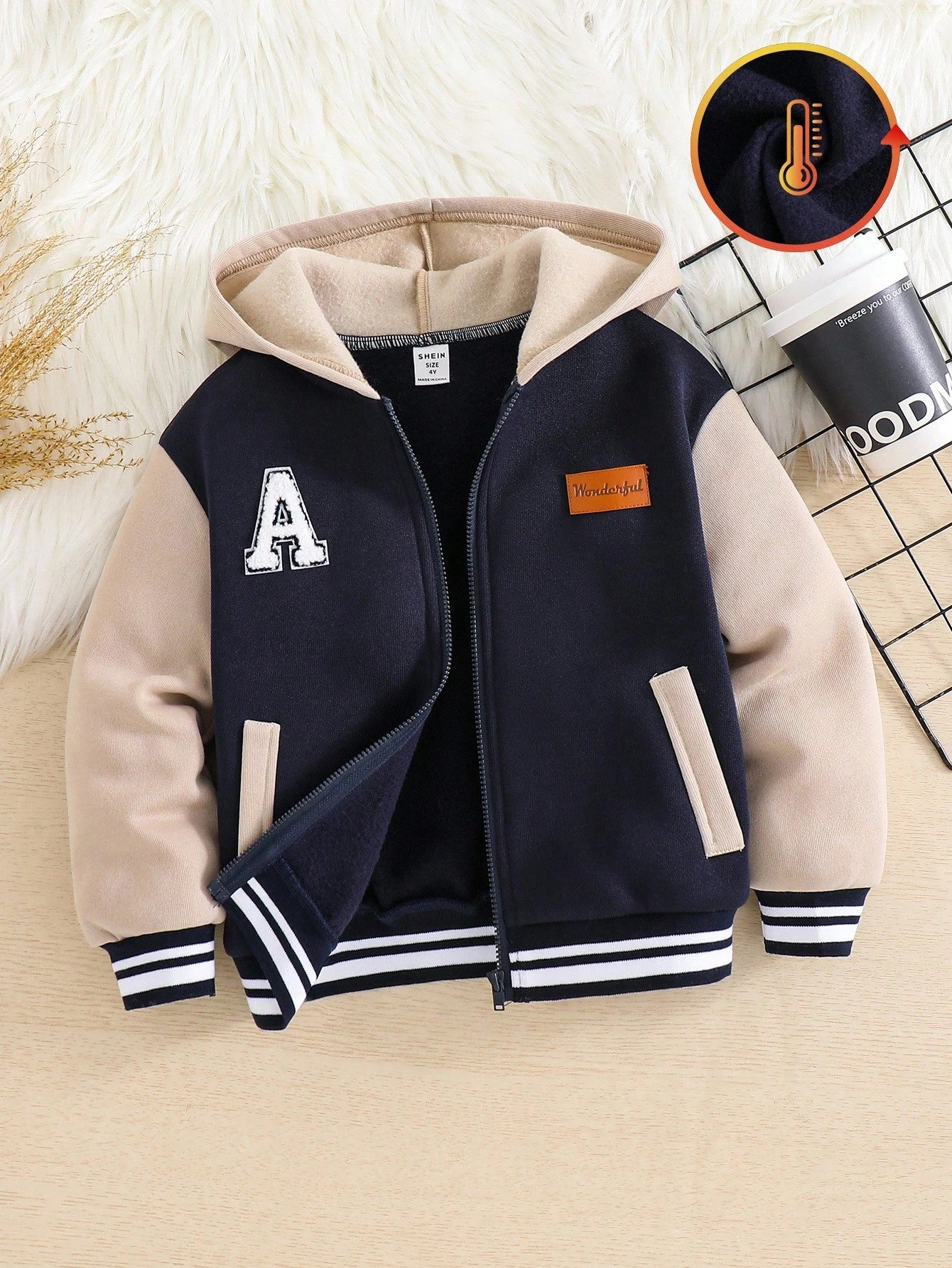 Boys' Patchwork Color Block Hooded Jacket