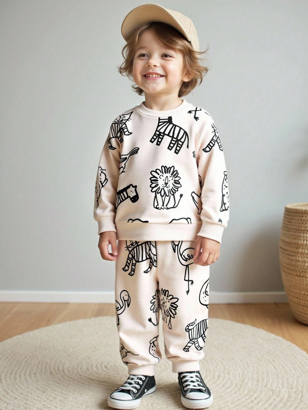 Bambinoo x Playful Pals Boys' Animal Print Sweatshirt & Pants Set