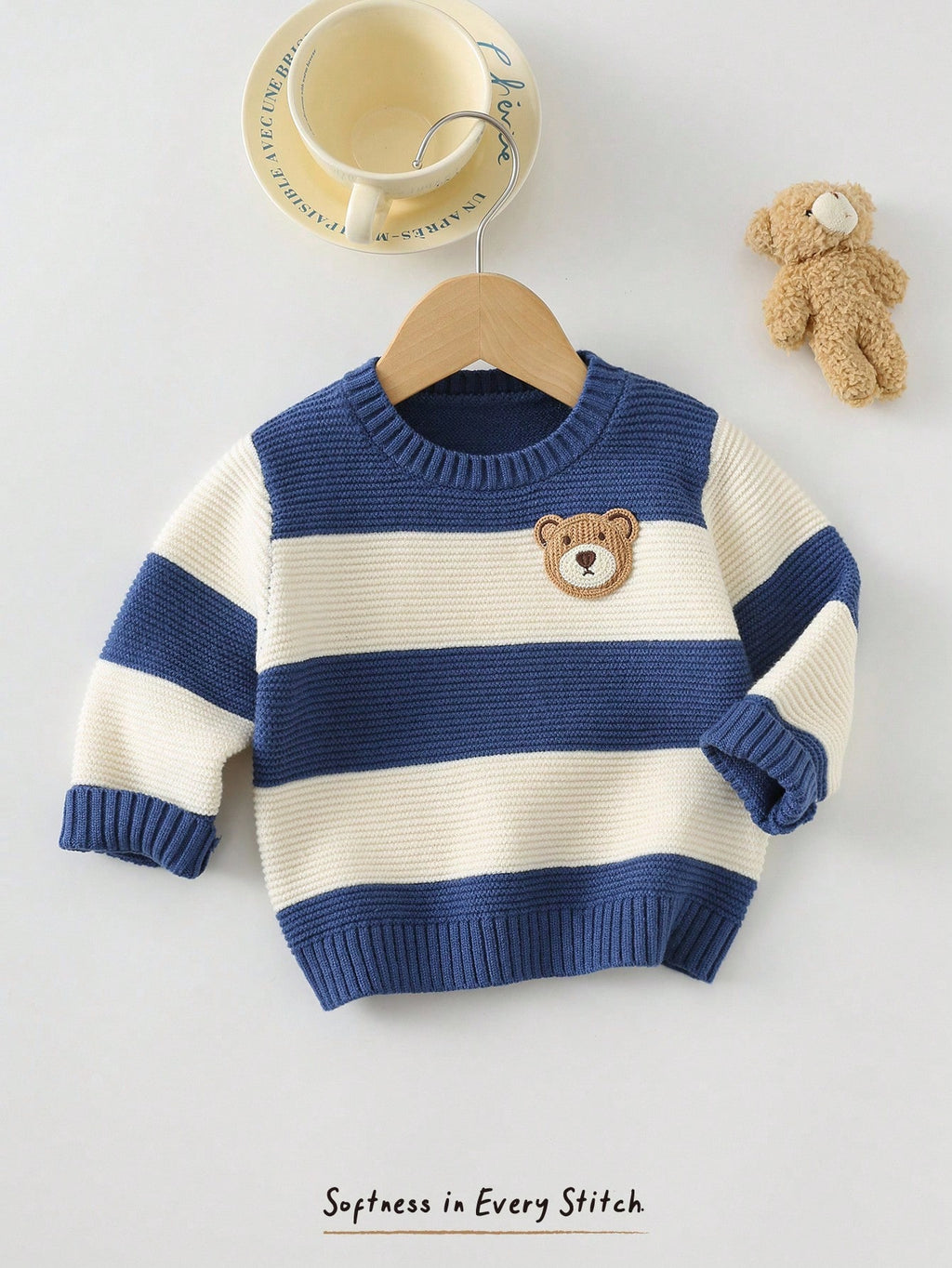 Cozy Pixies Pull Rayé en Maille Ours Bébé Garçon Multicolore