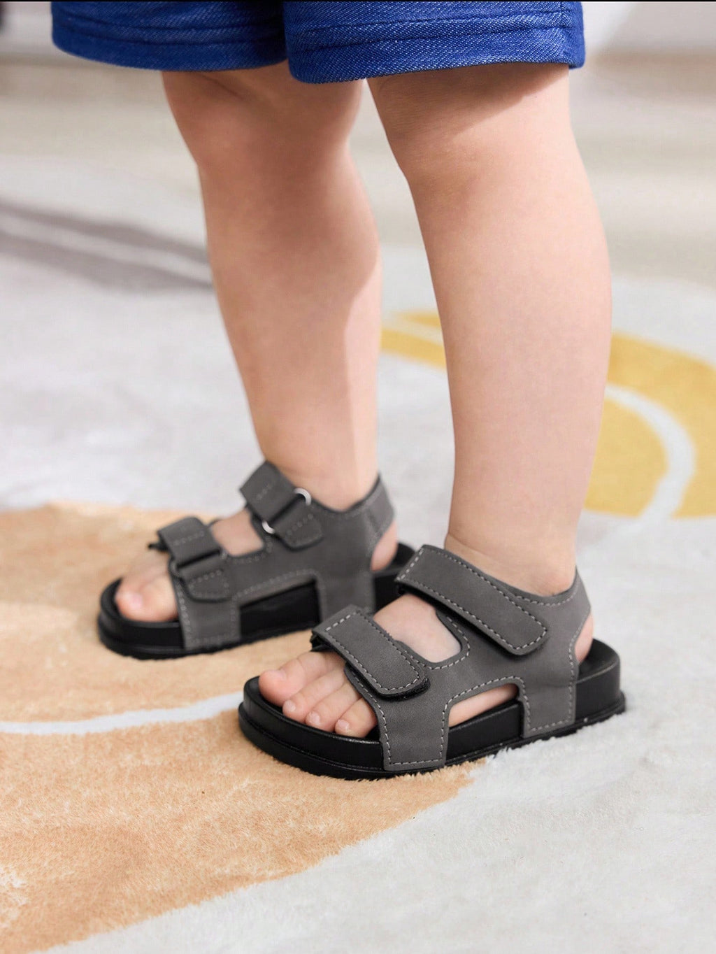 Cozy Pixies Toddler Boys' Soft-Sole Hook & Loop Summer Flat Sandals Army Green