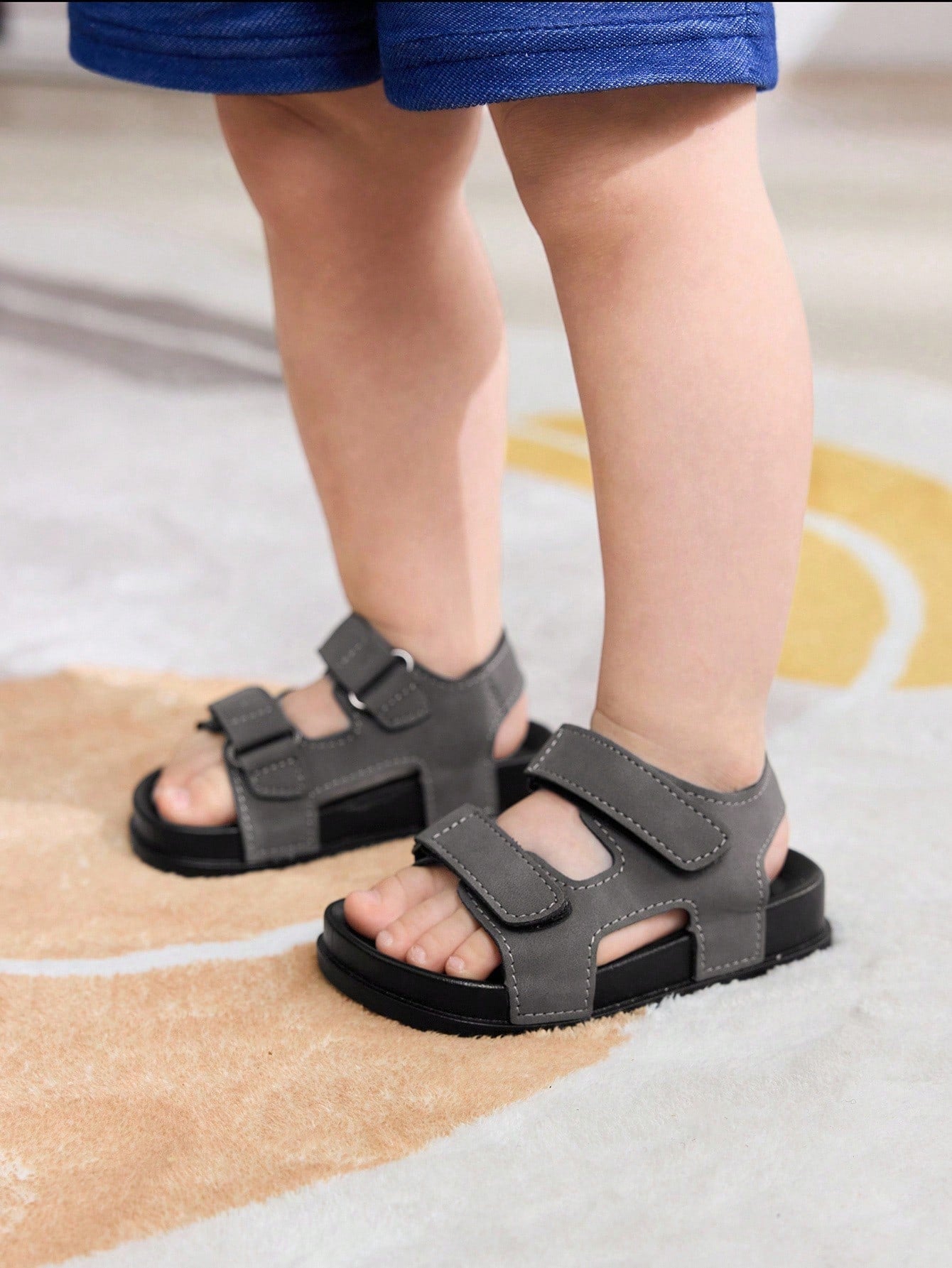 Cozy Pixies Toddler Boys' Soft-Sole Hook & Loop Summer Flat Sandals Army Green