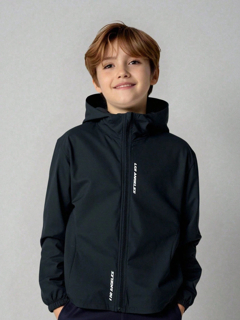 Veste Garçon Capuche Noire Imprimé Lettre