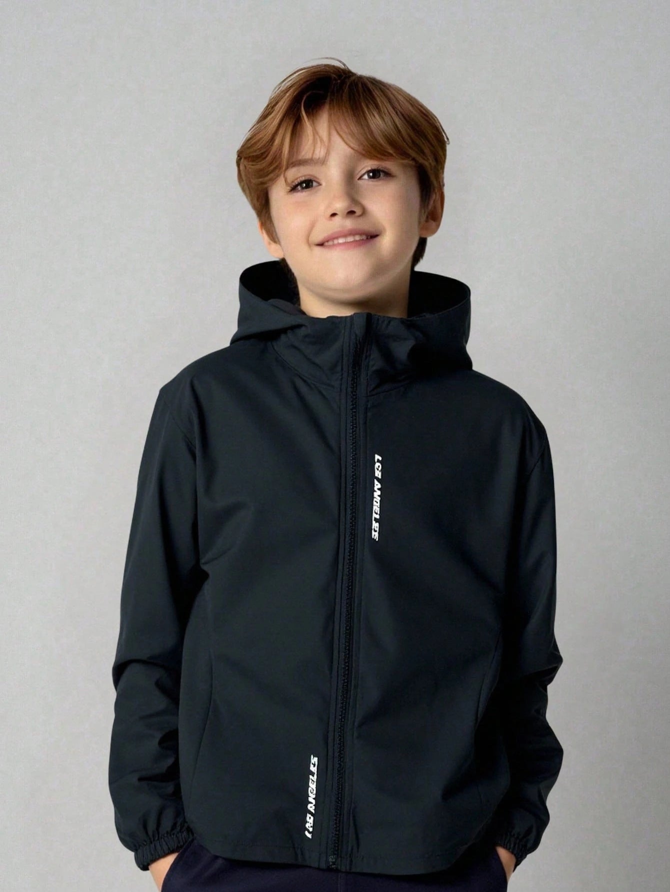 Veste Garçon Capuche Noire Imprimé Lettre
