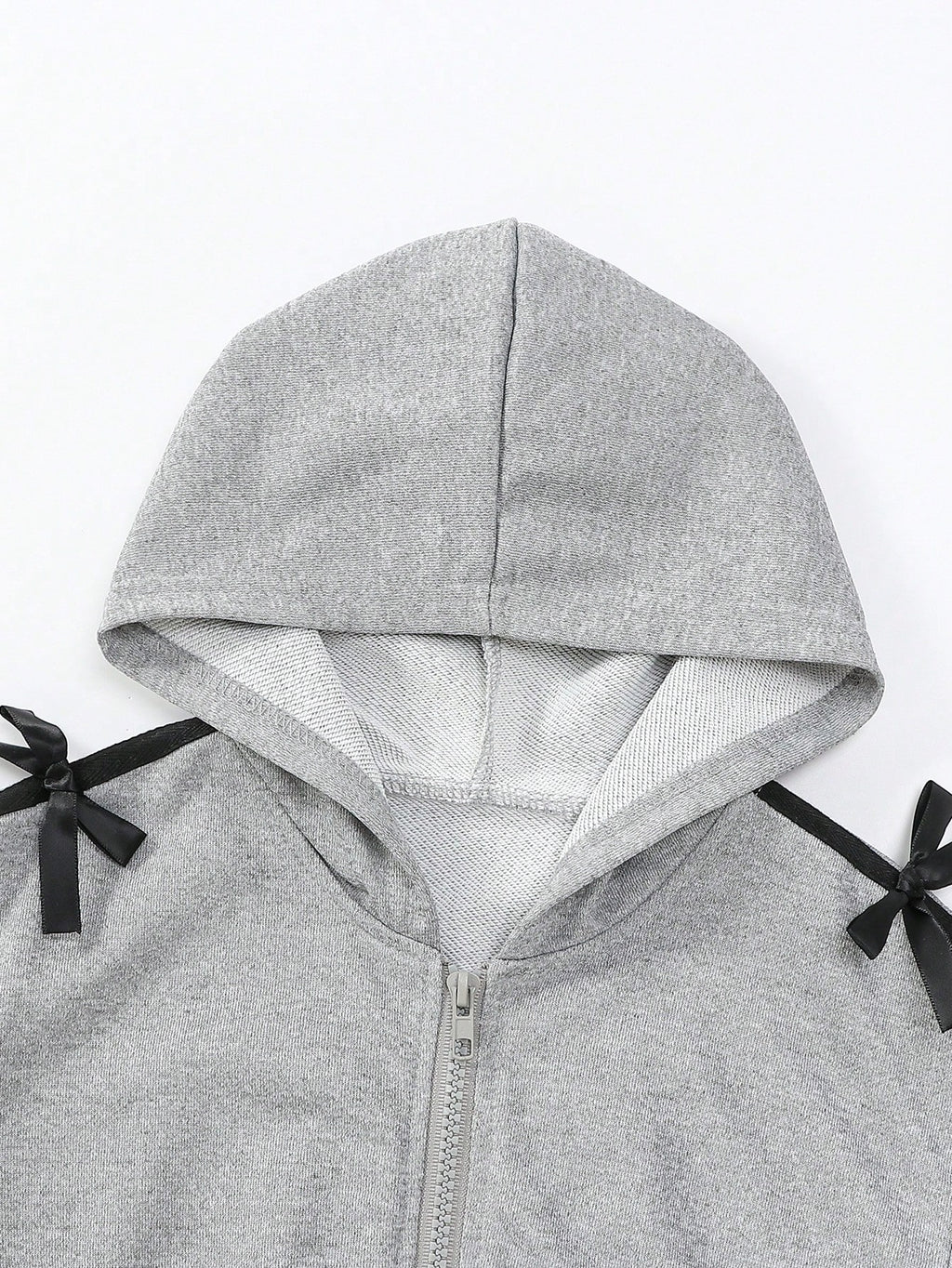 Girl Bow Decor Short Hooded Sweatshirt Wide Leg Pants 2 Piece Set