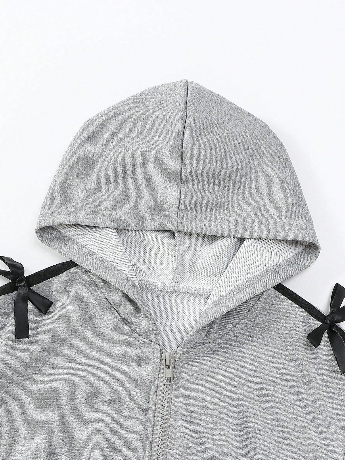 Girl Bow Decor Short Hooded Sweatshirt Wide Leg Pants 2 Piece Set