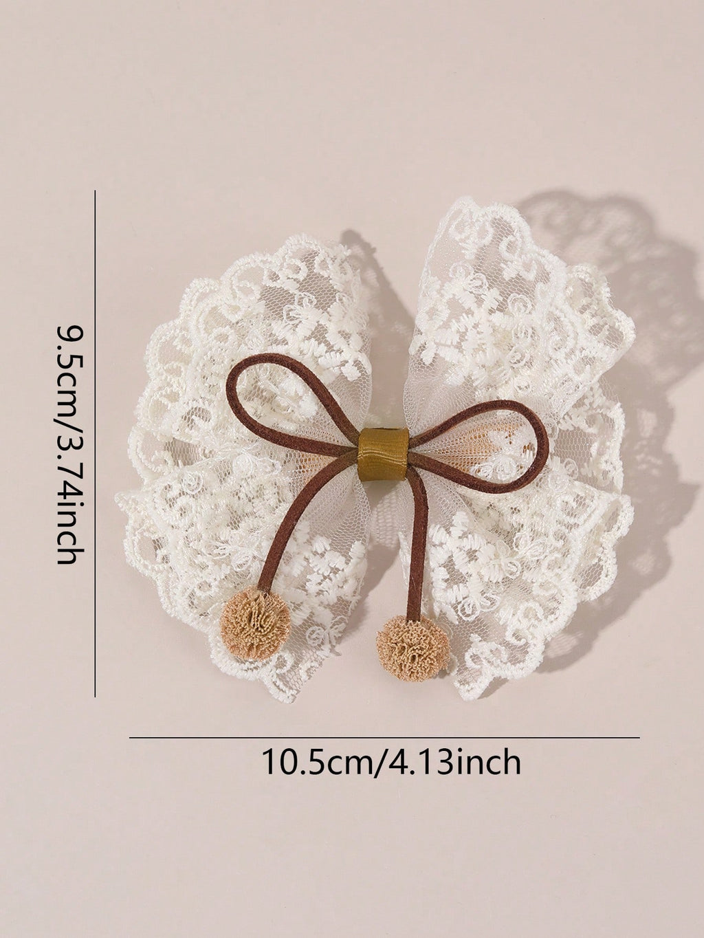 Girls' Khaki Lace Bow Hair Clips 2-Pack