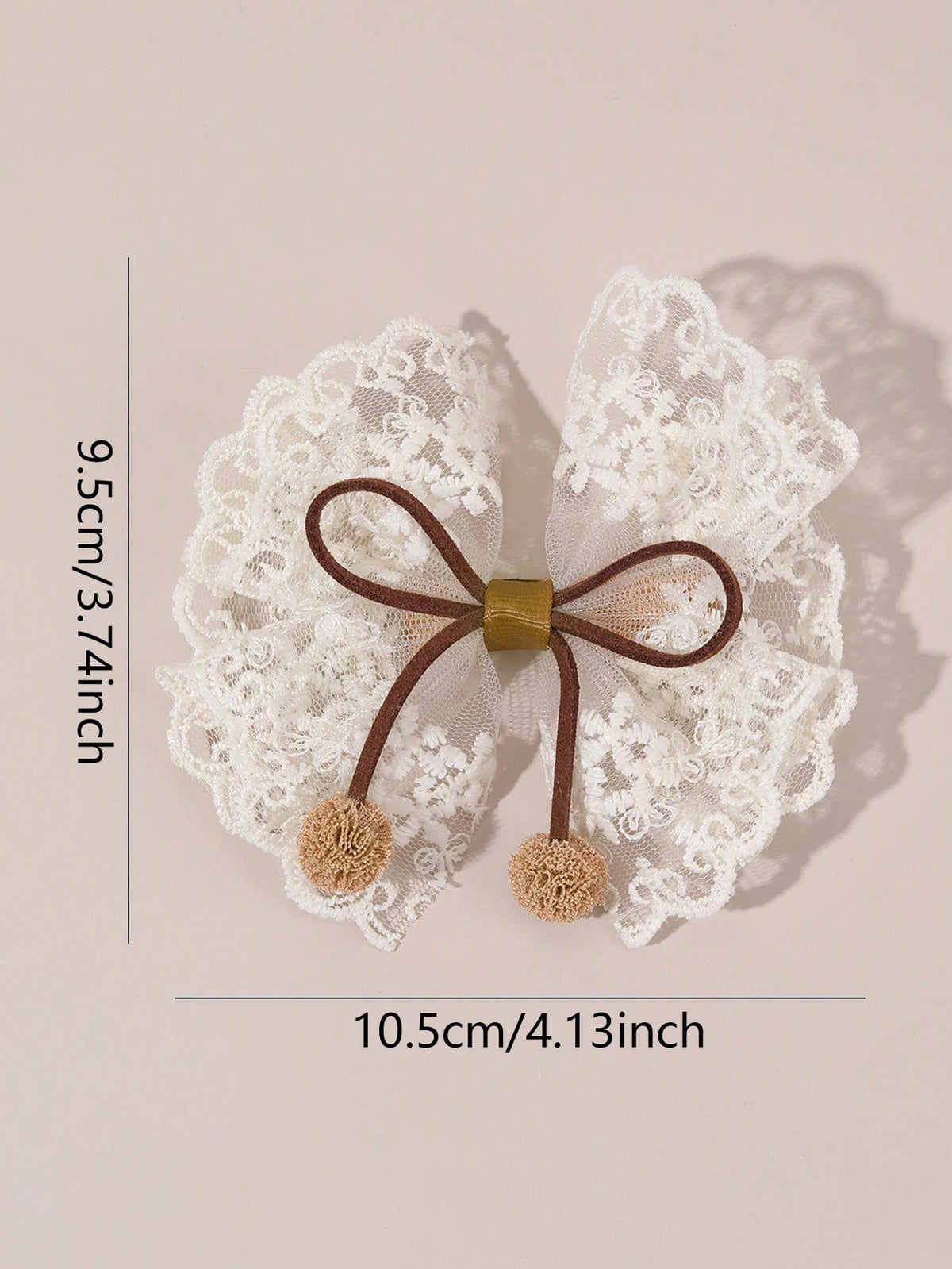 Girls' Khaki Lace Bow Hair Clips 2-Pack