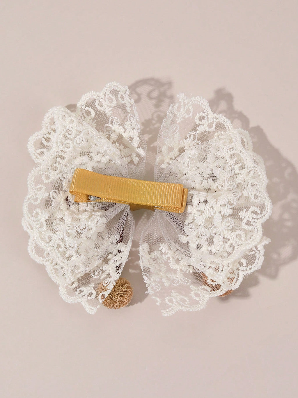 Girls' Khaki Lace Bow Hair Clips 2-Pack