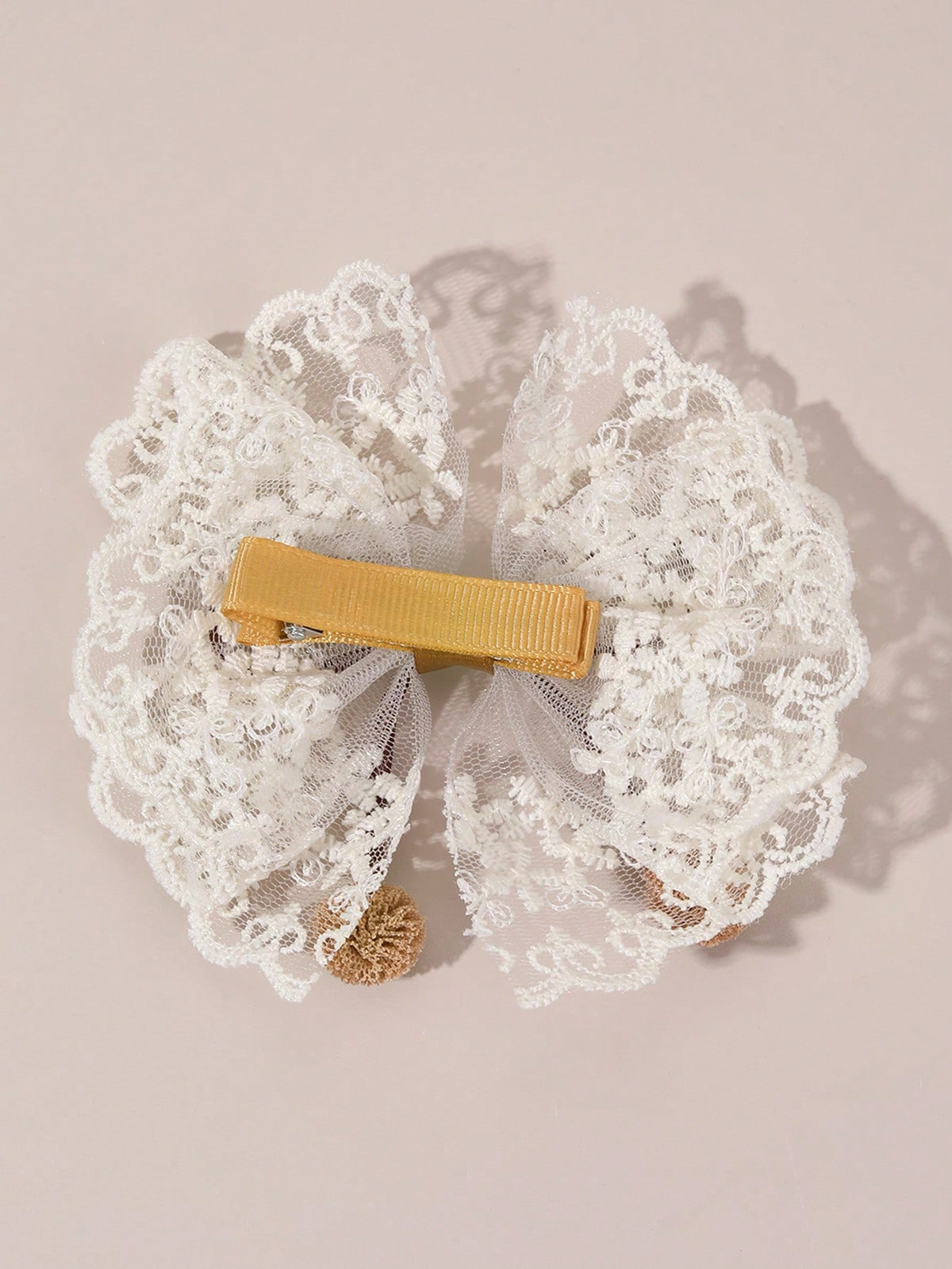 Girls' Khaki Lace Bow Hair Clips 2-Pack