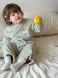 Baby Girl Cartoon Embroidered Crew Neck Loungewear 2 Piece Set