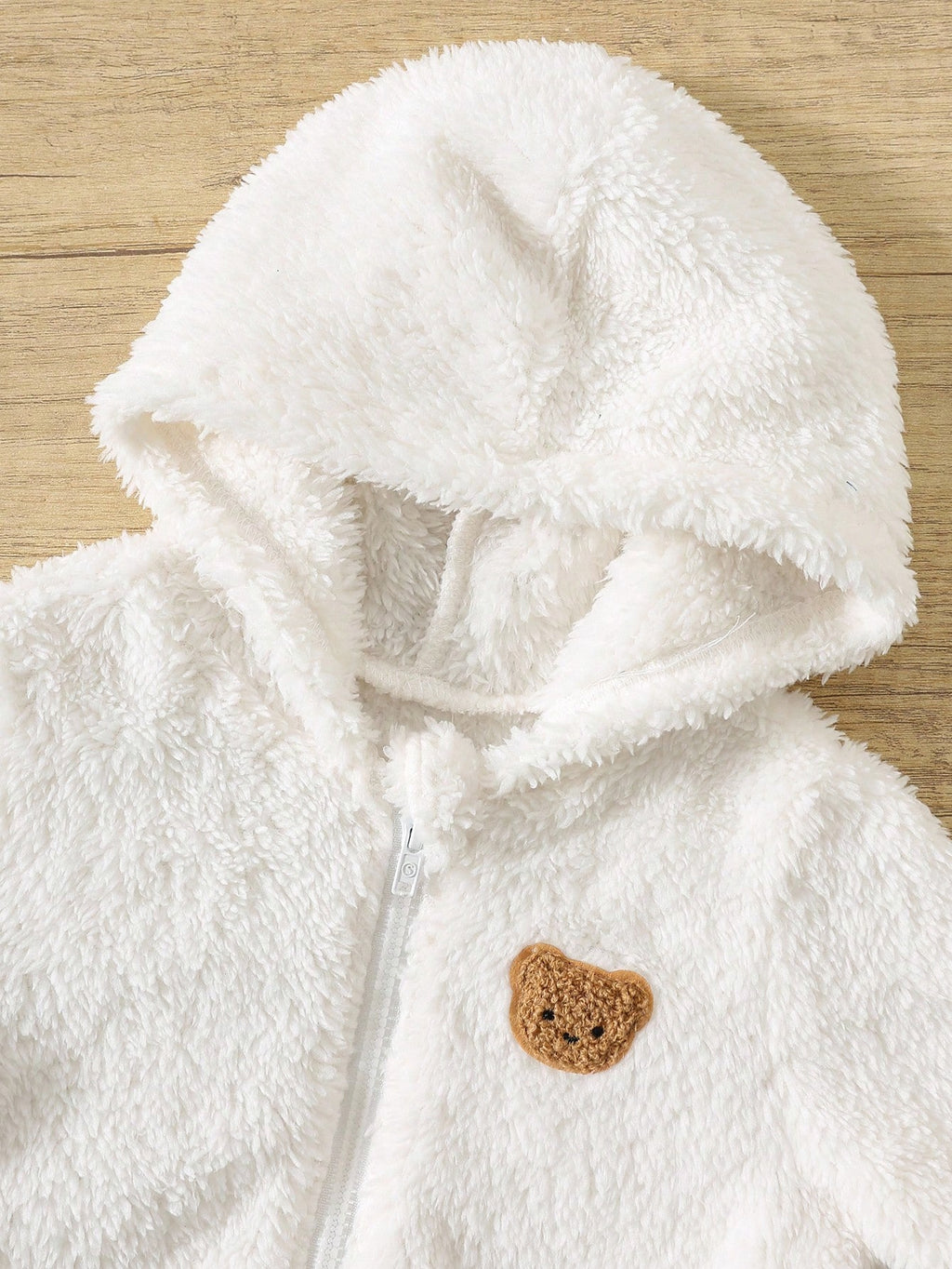 Newborn Plush Hooded Jacket Romper Pants 3 Piece Set