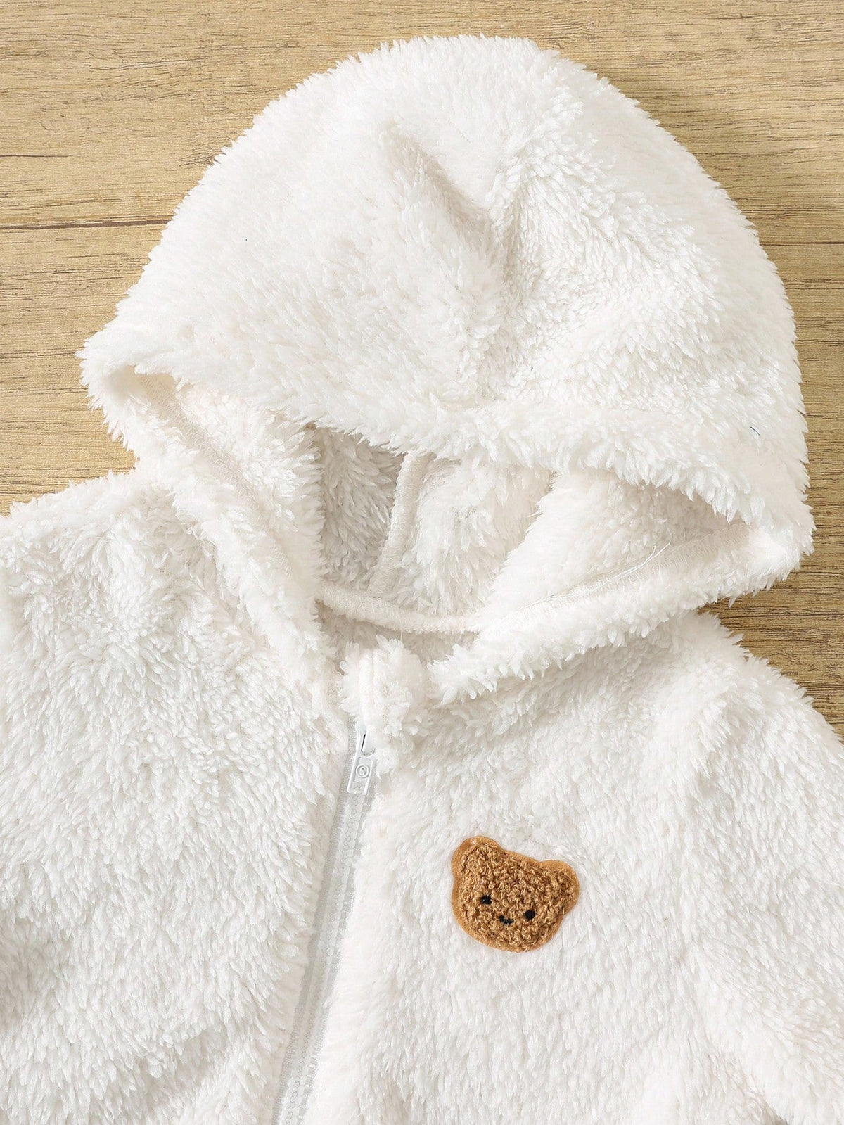 Newborn Plush Hooded Jacket Romper Pants 3 Piece Set