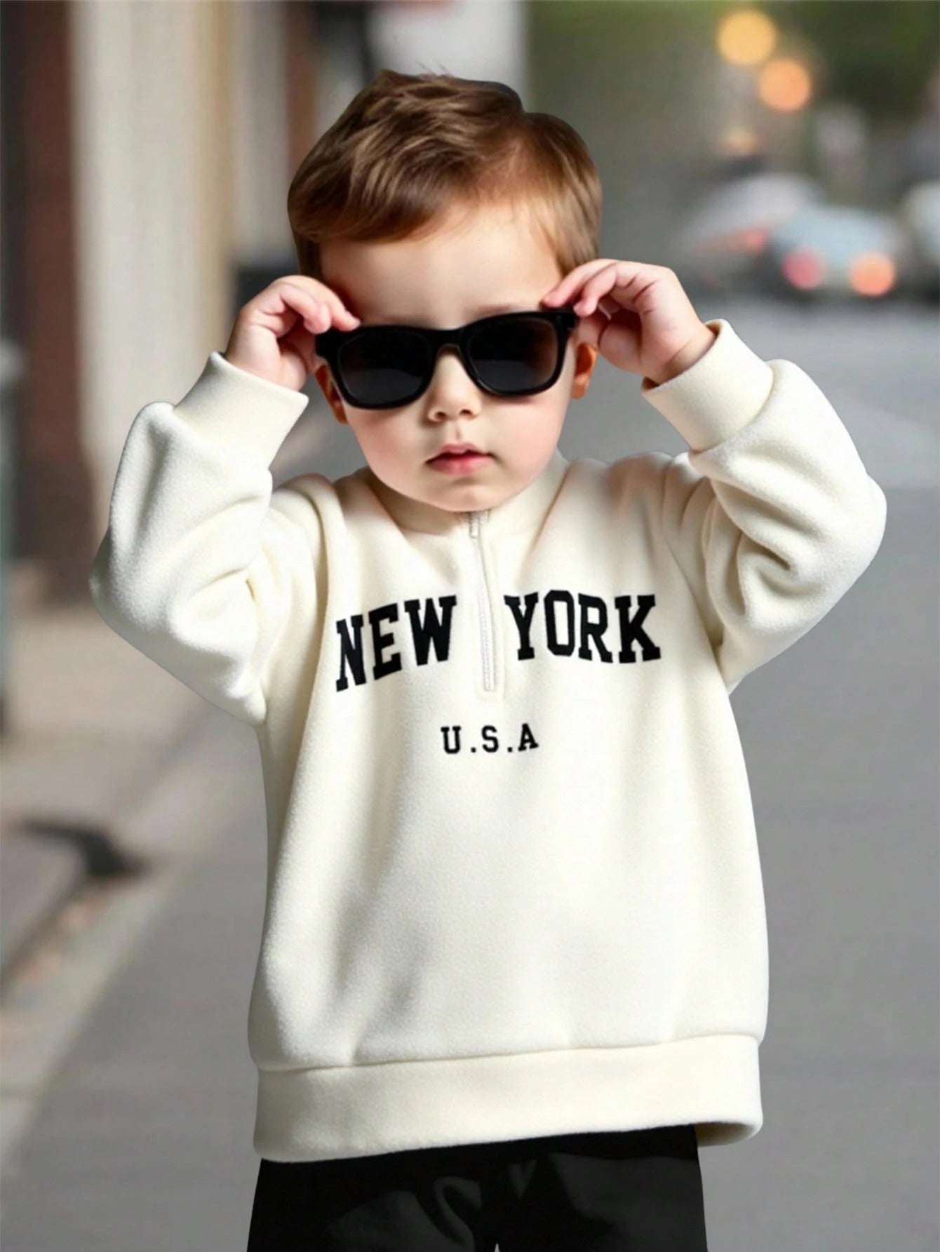 Boys' Fluffy Fleece High-Collar Pullover