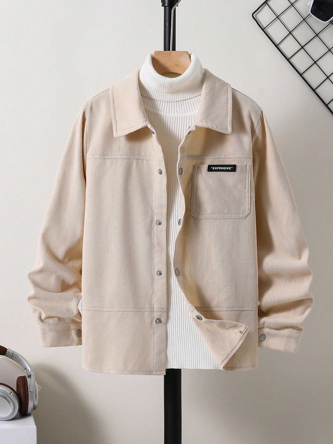 Veste Cardigan Garçon Beige Velours