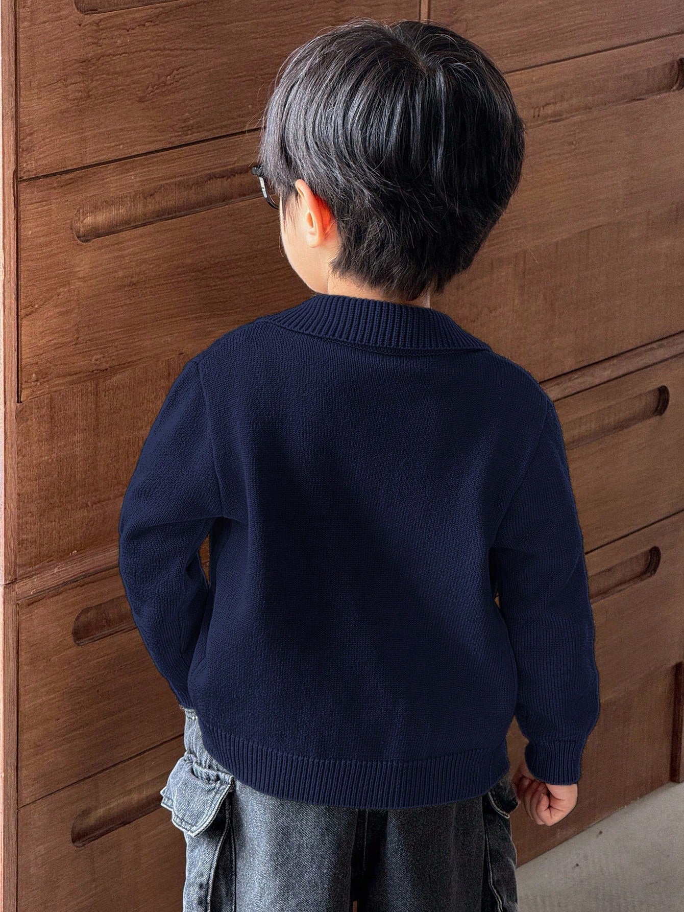 Cardigan Garçon Zippé Torsadé Bleu