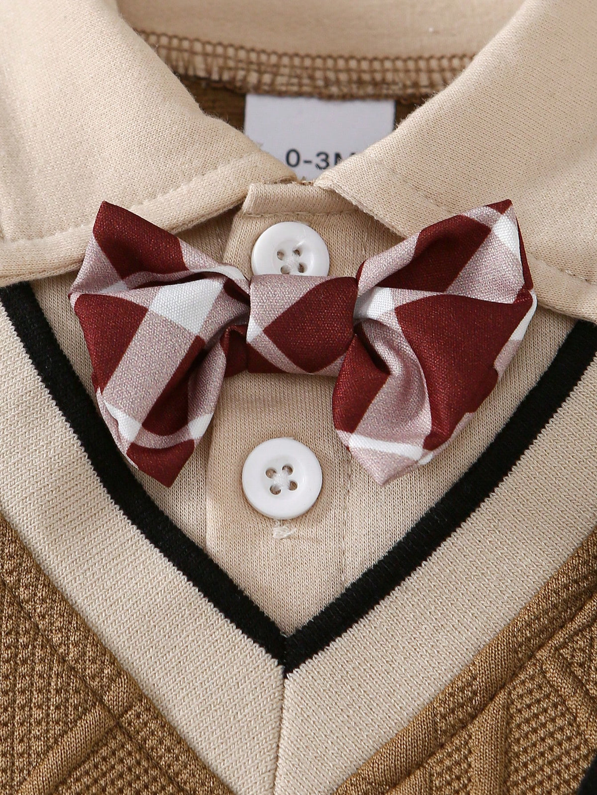 Baby Boy Bowknot Bear Embroidered Bodysuit Pants Set